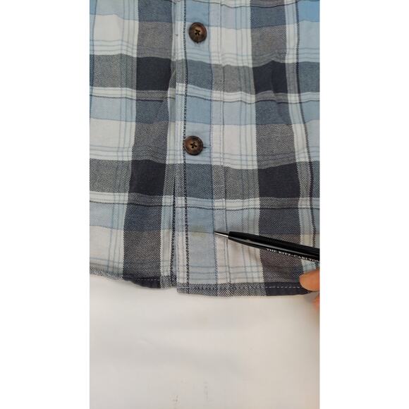 Duluth Trading Co. Mens Blue Gray Plaid Long Sleeve Button Down Flannel Shirt M - Picture 4 of 7